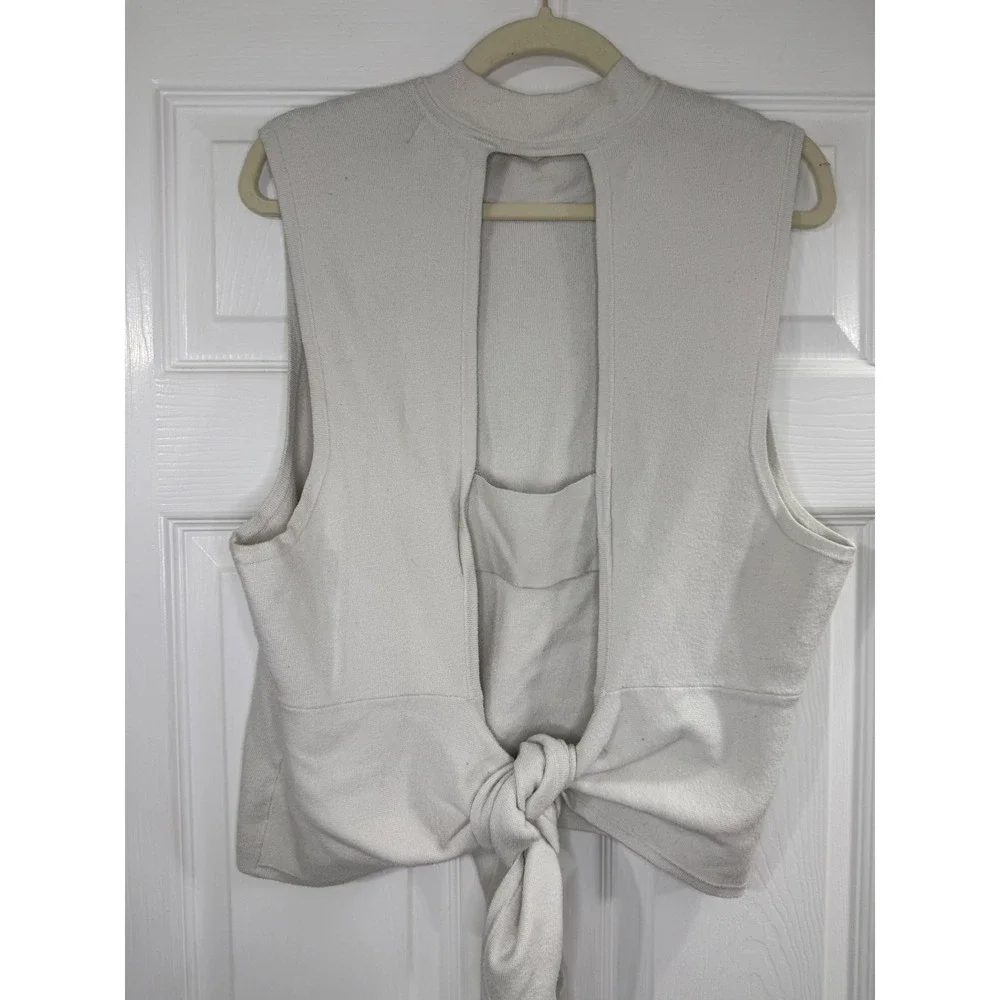 Maeve Anthropologie Tie Back Sweater Tank Womens 2X Ivory Good Mock Neck Cutout - Picture 5 of 8